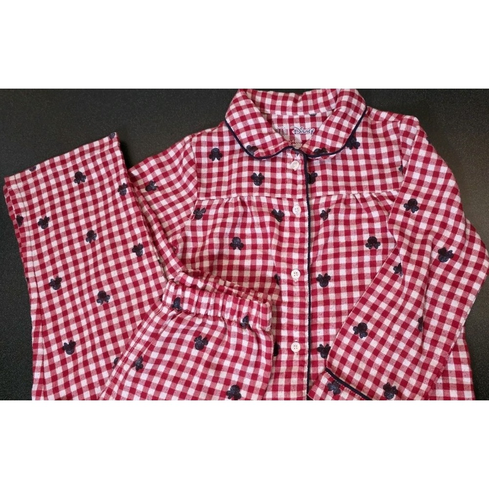 Baby Gap Mickey‎ Mouse 4T Toddler Red  Flannel Set Pajamas Christmas Holiday EUC
